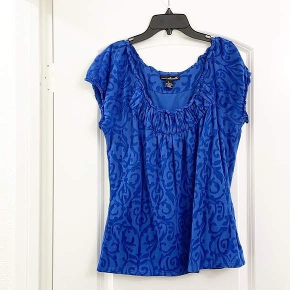 Willi Smith blue whimsical print top - Picture 1 of 3